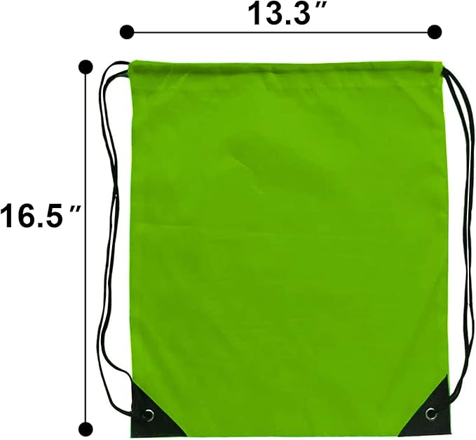 Drawstring Bags Bulk 14 Pcs Drawstring Backpack Bulk Cinch Bag Sackpack for Men Women Gym (Green)