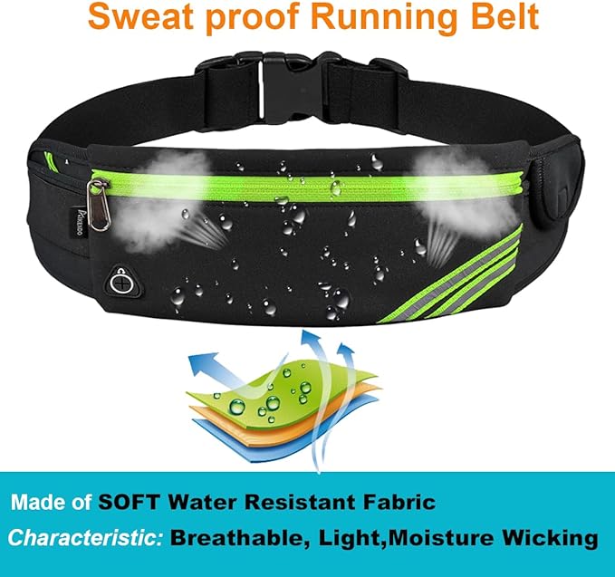 Slim Running Belt Fanny Pack,Waist Pack Bag for Hiking Cycling Workout,Reflective Runners Belt Jogging Pouch,Travelling Money Phone Holder for Running Gear Accessories