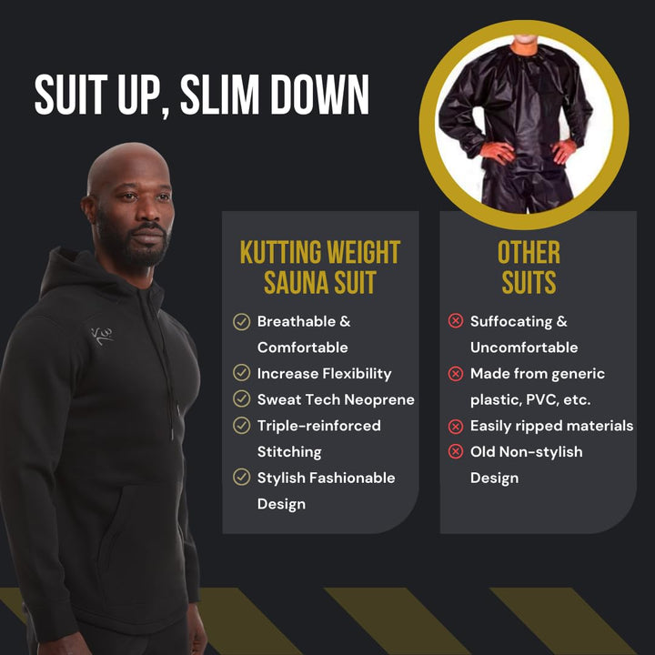 Kutting Weight - Sauna Hoodie V4 - SweatTech Neoprene Sauna Hoodie - For Exercise, Workout, Heat Training & Weight Loss - Breathable & Flexible - Maximize Workouts - Unisex - XS - Black