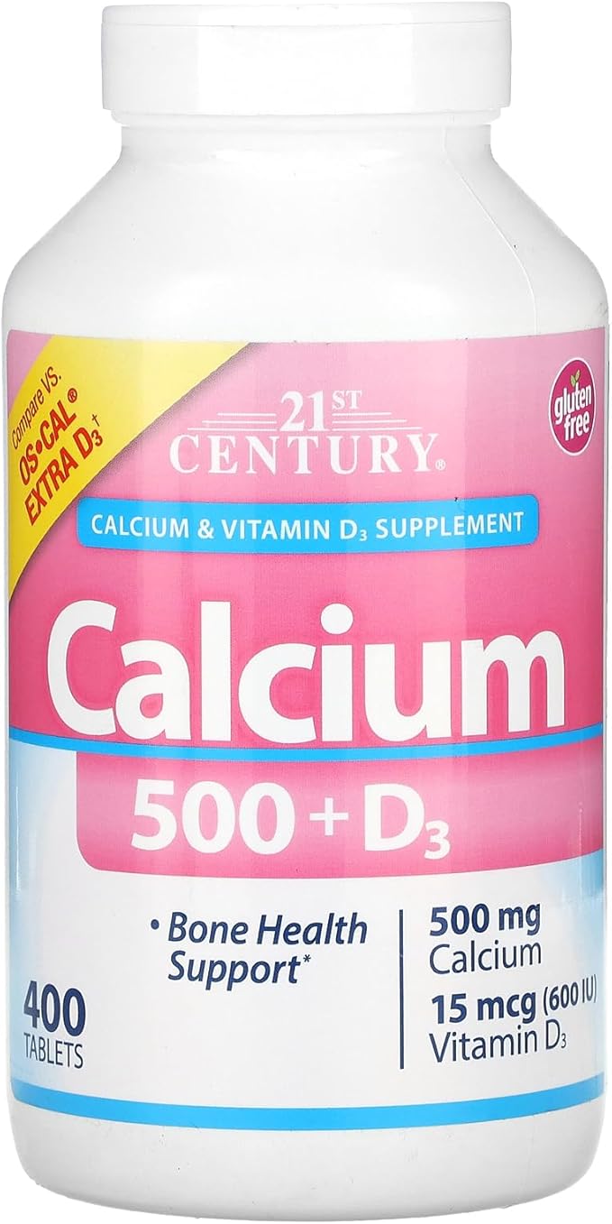21st Century Vitamins Calcium 500 Plus Extra D Caplets, 400 Count