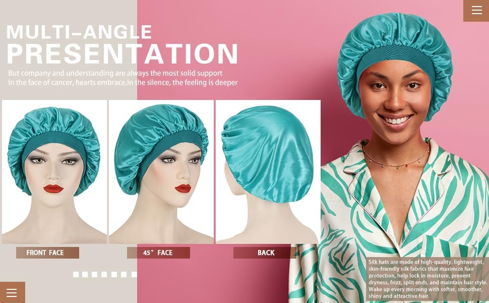 beauty YFJH Soft Satin Silk Salon Bonnet Night Sleeping Wide Band Hat Hair Loss Cap for Women