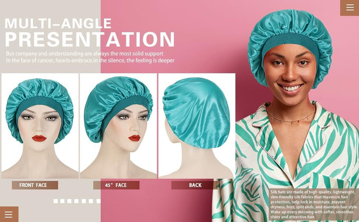 beauty YFJH Soft Satin Silk Salon Bonnet Night Sleeping Wide Band Hat Hair Loss Cap for Women