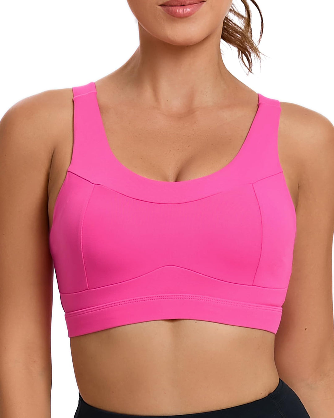 RUNNING GIRL High Impact Sports Bras for Women,Racerback Running Bra Workout Crop Tank Tops Longline Sports Bra Push up(WX2667 Hot Pink S)