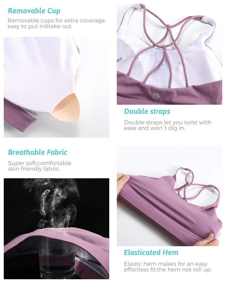 Sports Bras for Women,Padded Purple Sports Bra Tank Top Sexy Crisscross Back High Impact Longline Workout Yoga Bra(WX2934Purple,S)