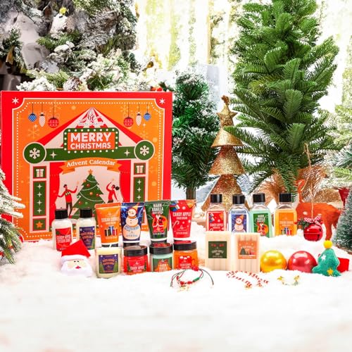 2024 Advent Calendar, New Year Gifts for Women with Hand Cream, Bubble Bath, Body Butter, Necklace, Bracelet, Brooch, Beauty Skincare Bath and Body Gift Set, 24 Days of Holiday Gift
