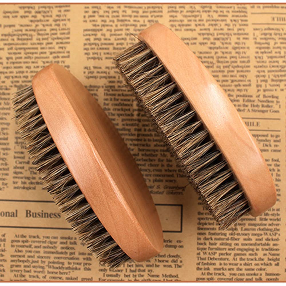 1 Piece Beard Brush - Boar Bristle Brush with Solid Wood Handle for Firm Bristles to Tame and Soften Facial Hair (Brown)