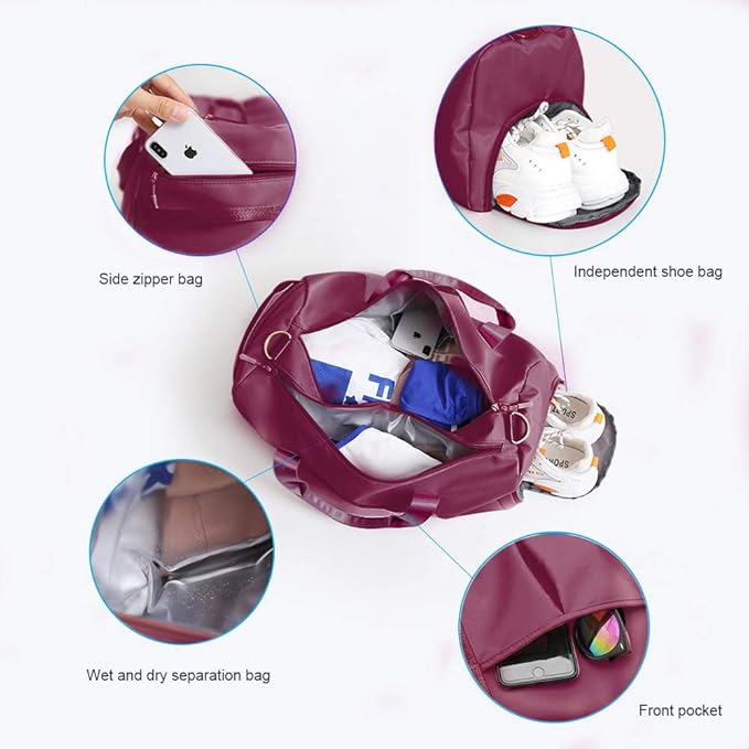 Blackwheel Sports Gym Bag With Shoe Bag Wet Bag Duffle Bag Waterproof Travel Bag for Women Cute Gym Bag violet 29L