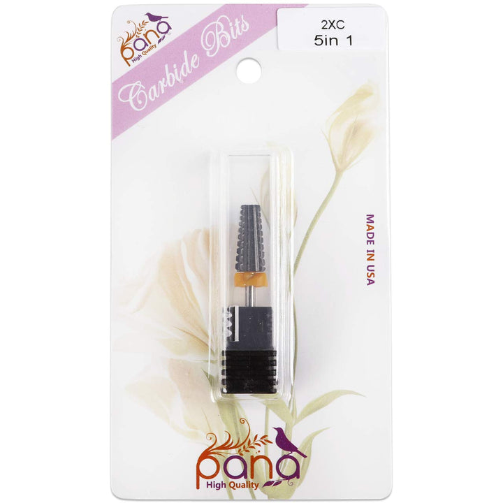 PANA Nail Carbide 5 in 1 Bit - Two Way Rotate use for Both Left and Right Handed - Fast remove Acrylic or Hard Gel - 3/32" Shank - Manicure, Nail Art, Drill Machine (Double Coarse - 2XC, Black)