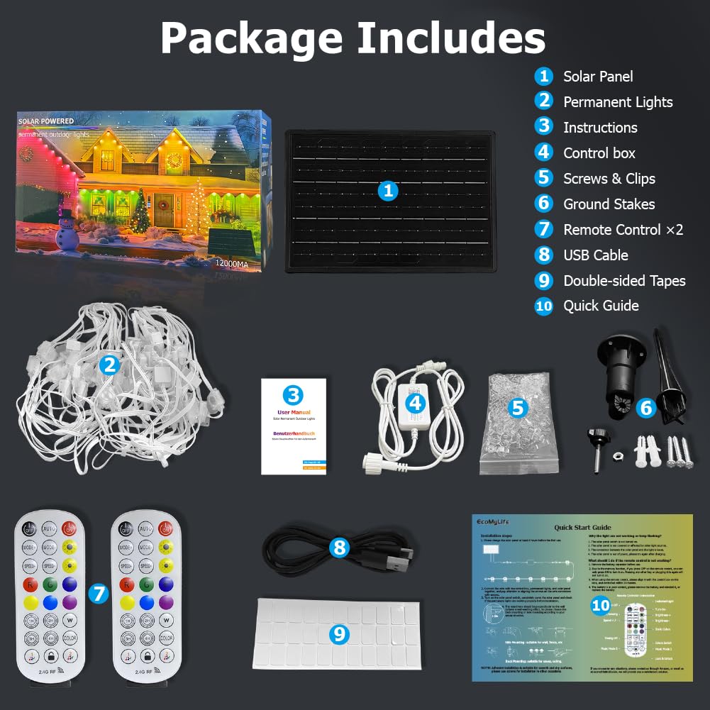 100ft Solar Permanent Outdoor Light, Smart RGB Plus IC Outside Lights for House, App/Remote Control String Light, Work with Alexa, IP67 Waterproof LED Strip for Daily Party Christmas All Holiday Decor