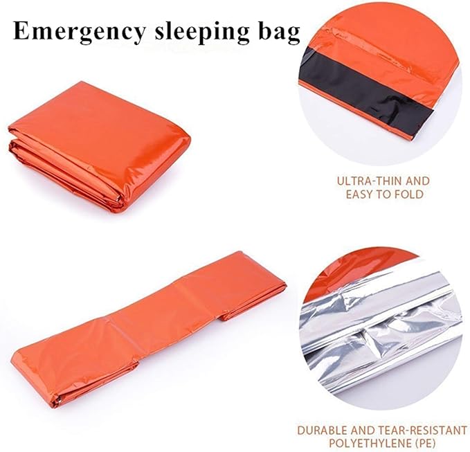 2-Person Emergency Sleeping Bag, Ultra Lightweight Waterproof Thermal Bivy Sack Cover, XL Emergency Shelter Survival Kit for Hiking Outdoor Camping …