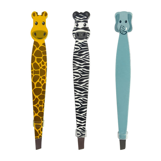 3pcs Animal Shaped Slanted Tweezers Set for Eyebrow and Facial Hair Removal – Precision Eyelash Tweezers for Beauty Tools Kits Travel Use and Daily Grooming