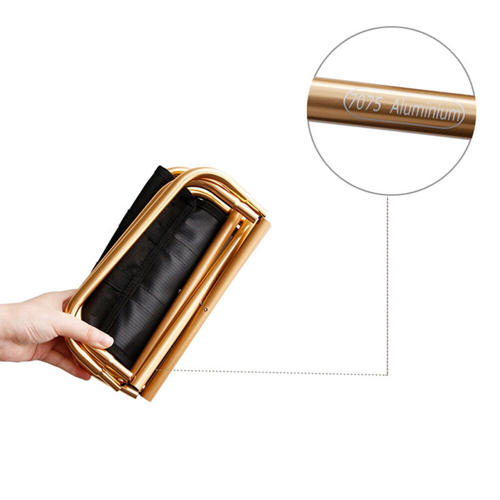 ORDDIART 1Pcs Golden Metal Stool Portable for Camping and Outdoor Activities