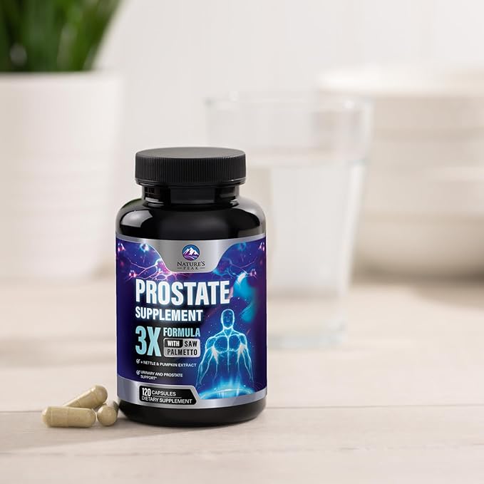 Prostate Health Supplements for Men - Potent 3X Formula with Saw Palmetto + Stinging Nettle + Pumpkin Seed Extract, Bottled in USA, Prostate Supplement, DHT Blocker for Urinary Support - 120 Capsules