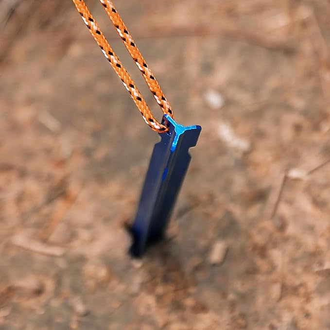 15Pack Tent Stakes, Lightweight Tent Stakes with Pull Rope, 7075 Aluminum Metal Stakes Tent Pegs for Backpacking, Durable Camping Tent Accessories, Blue