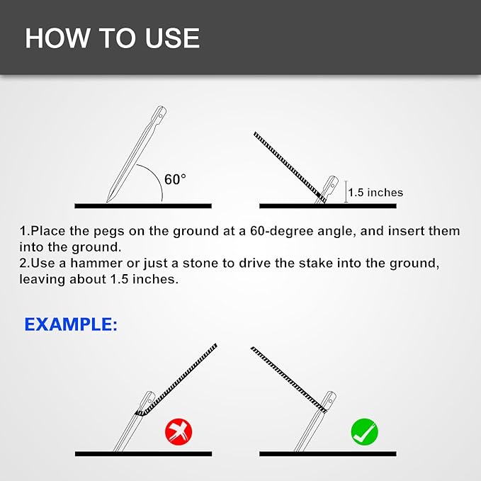 8 pack Tent stakes and hammer with Canvas Storage Bag, Heavy Duty Camping Stakes for Outdoor Tent & tarp-Essential Accessories, Carbon Steel Aluminum Camping Hammer for Hiking Kit