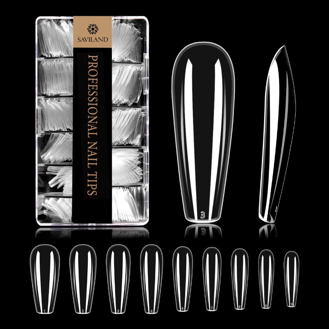 Saviland Gel X Nail Tips - Full Cover Nail Tips 500Pcs Coffin Nail Tips For Acrylic Nails Professional | Dipping Powder | Poly N