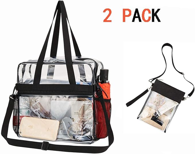 USPECLARE Clear Tote Stadium Approved, Security Travel & Gym Clear Bag for Work Sports Games Concerts