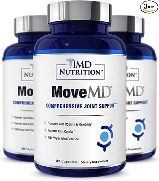 1MD Nutrition MoveMD - Joint Health Supplement - Doctor Formulated | with Collagen, Astaxanthin, and More | (3-Pack)