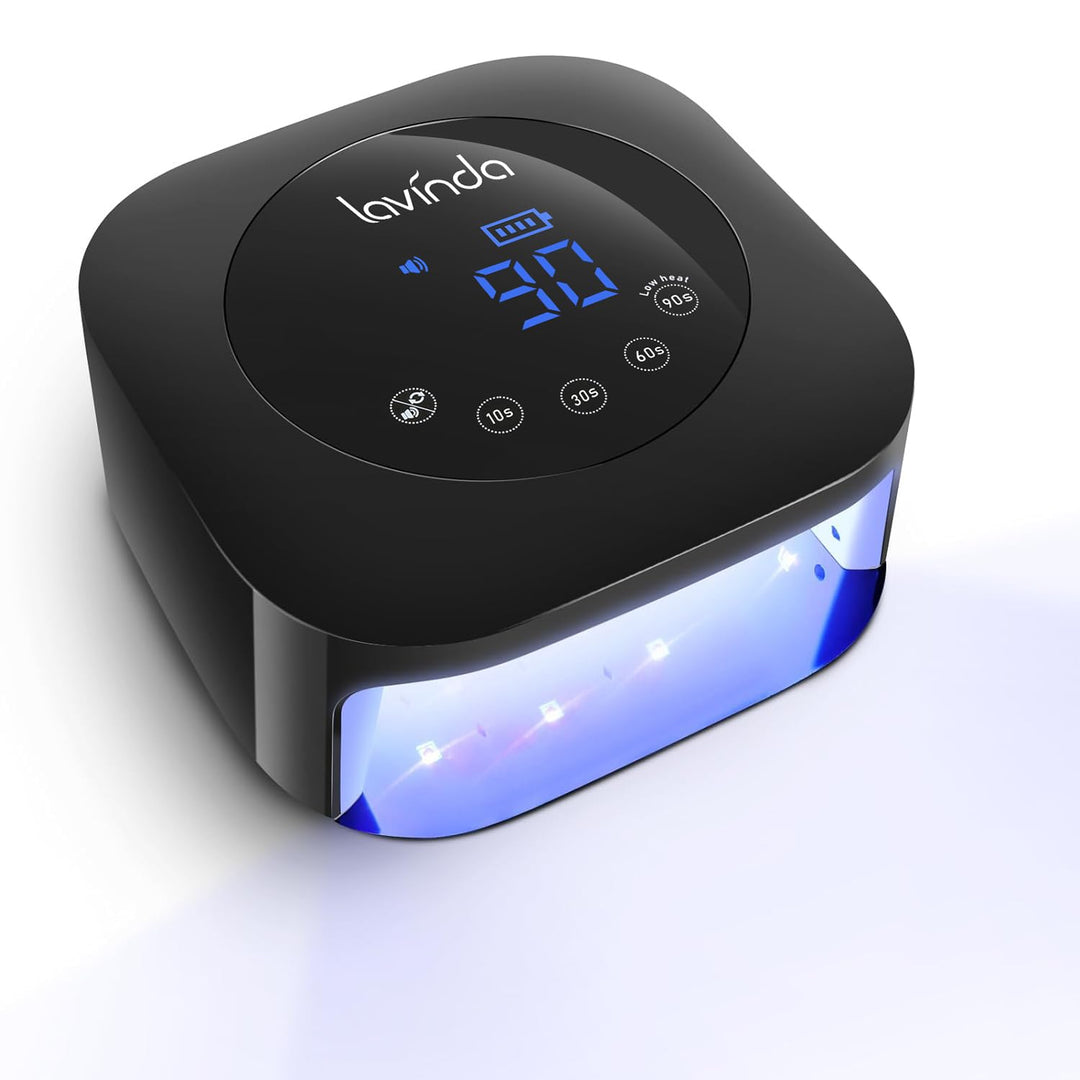 UV Light for Nails, Lavinda UV Nail Lamp 54W Rechargeable Nail Dryer Gel Polish Light with Large Touch Display, Professional Fast Curing Lamp with 4 Timer Setting Auto Sensor for Salon & Home