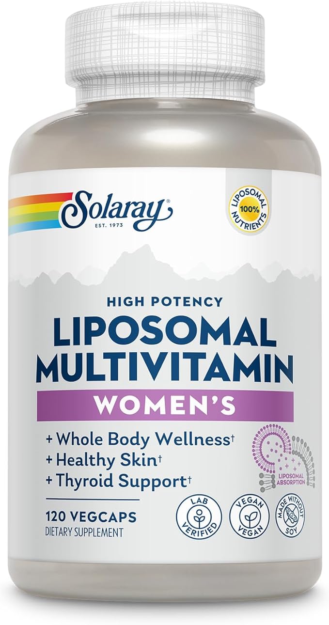 SOLARAY Liposomal Multivitamin for Women, Enhanced Absorption, High Potency w/Iron, Vitamin D, Vitamin C, B12, Biotin, CoQ10, Immune Support, Bone Health, Vegan, 60 Servings, 120 VegCaps