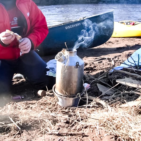 'Scout' Kelly Kettle® 1.2ltr (Anodised Aluminium) - Boil Water Fast Outdoors | Lightweight | Fuel with Any Biomass - if it burns, it can be used as fuel | For Camping, Picnics, Fishing, Kayaking, etc.