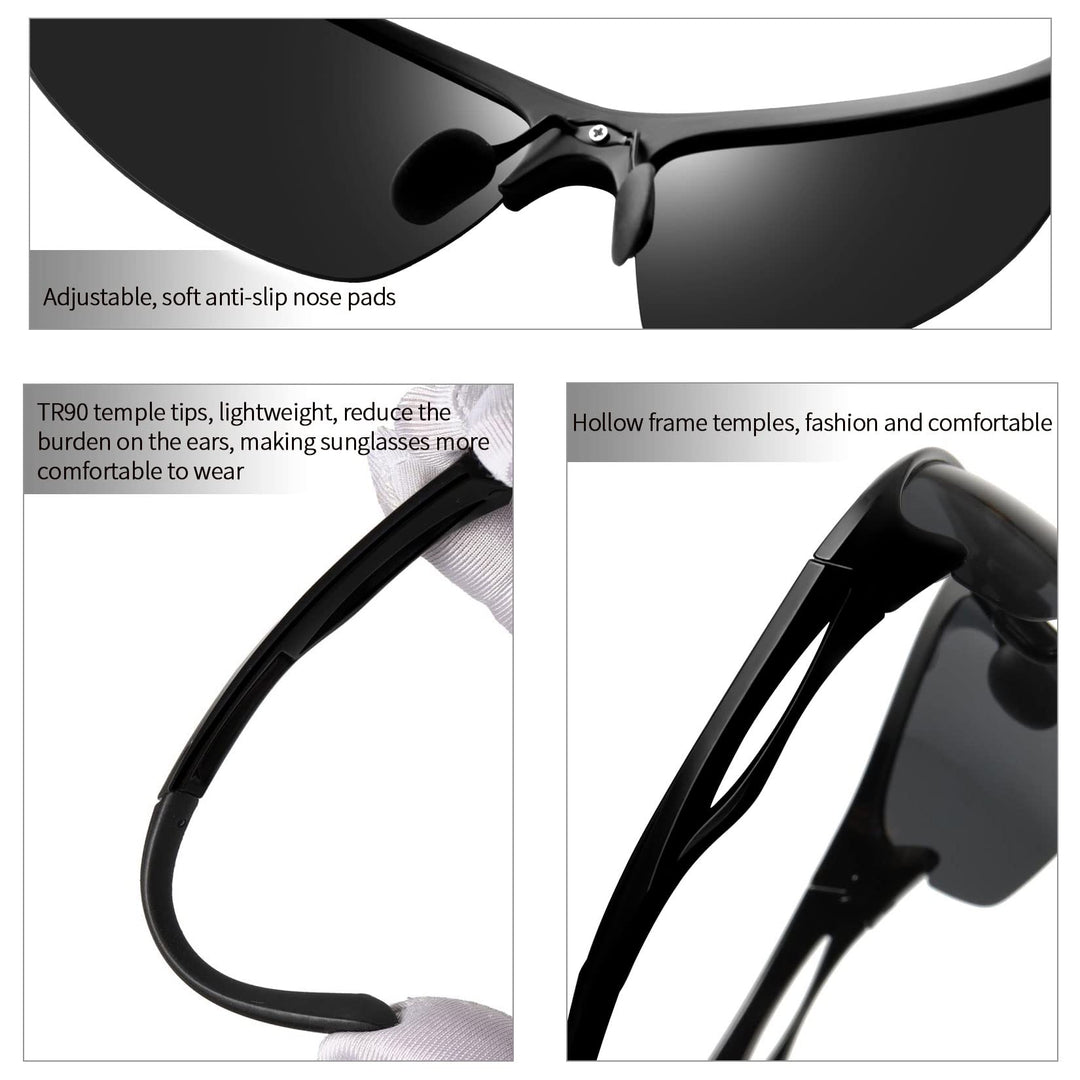 Joopin Half Frame Sports Sunglasses Lightweight Running Glasses Polarized UV400 Rectangle Wrap Around Shades for Men Women Motorcycle