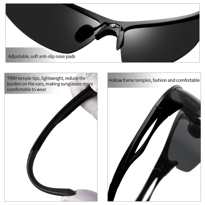 Joopin Half Frame Sports Sunglasses Lightweight Running Glasses Polarized UV400 Rectangle Wrap Around Shades for Men Women Motorcycle