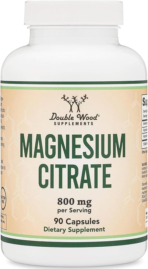 Magnesium Citrate Capsules 90 Capsules (Citrato de Magnesio) 800mg Servings, Vegan Safe, Non-GMO, Gluten Free by Double Wood Supplements