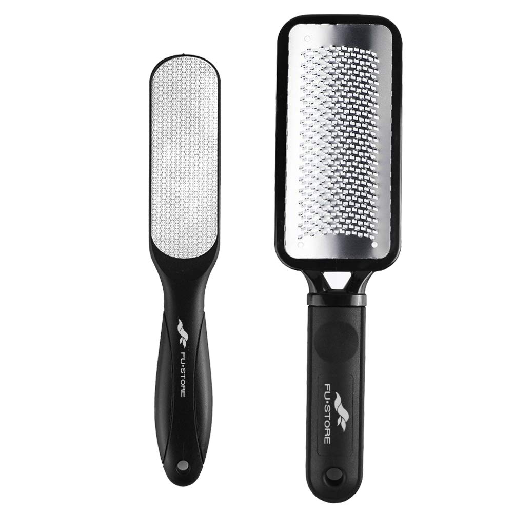 Fu Store 2 Pack Foot Files Callus Remover Stainless Steel Foot Rasp and Dual Sided Feet File Professional Scrubber Pedicure Tools Premium for Feet Care Remove Hard Skin