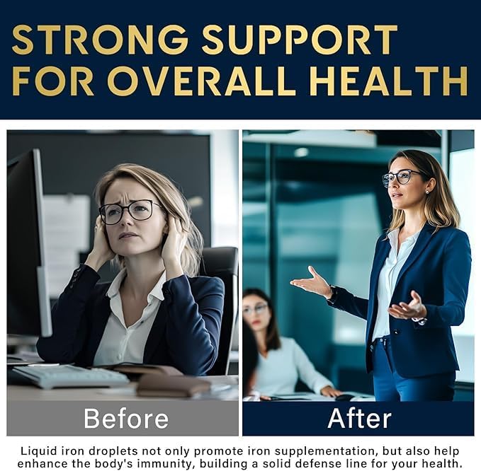 Iron Drops for Women, Liquid Iron Supplement for Women, Daily Iron Supplement, Fast Absorption, Treats Anemia, Boosts Immunity, Vegetarian, Non-GMO, 2.1 Fl Oz