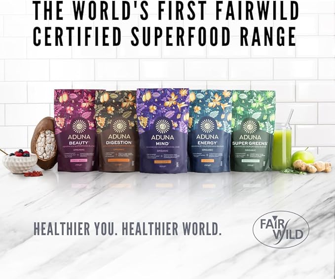 Aduna Advanced Superfood Super Greens Blend | 100% Organic Powder for Smoothies/Juices & Yoghurt | 250g Resealable and Recyclable Pack