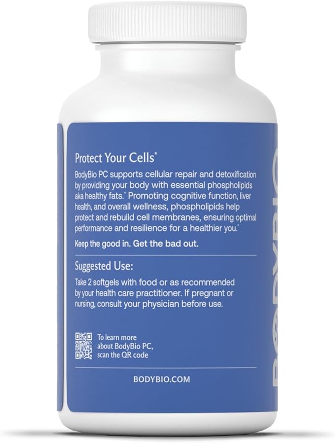 BodyBio PC - Phosphatidylcholine for Mental Clarity, Healthy Aging, Cellular Repair, and Gentle Daily Detoxification - 100 Softgels
