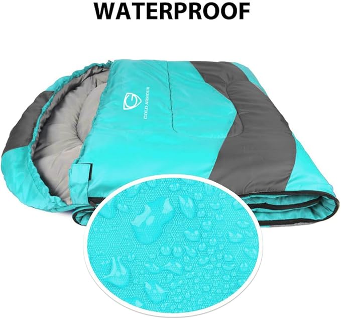 Gold Armour Sleeping Bags for Adults Cold Weather & Warm - Backpacking Camping Sleeping Bag for Kids 10-12, Girls, Boys - Lightweight Compact Camping Essentials Gear Accessories, Left Zipper