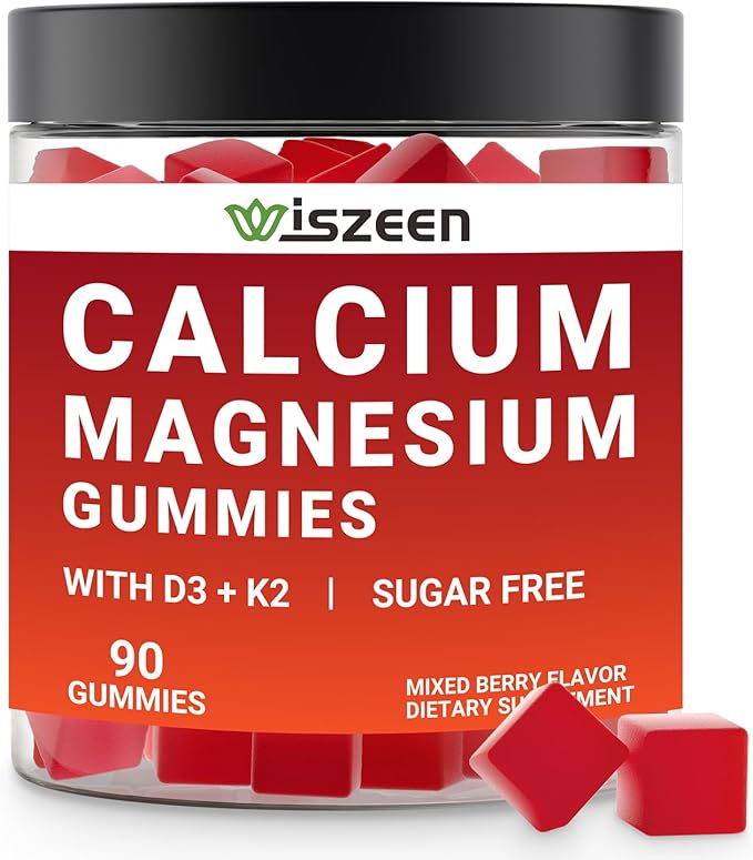 Calcium Gummies with Vitamin D3 K2, Vegan Calcium Magnesium Gummies for Women with Zinc, Manganese for Bone, Muscle & Immune, Calcium Supplement