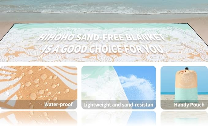 Beach Blanket Waterproof Sandproof Extra Large Beach Mat 79" X 83"/120"x108"for 1-8 Adults Quick Drying Durable Outdoor Picnic Mat for Beach Travel Camping Hiking