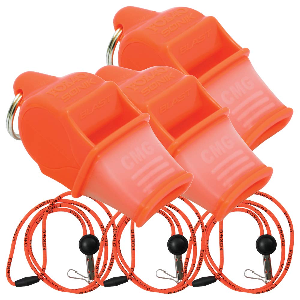 Fox 40 Sonik Blast CMG w/Breakaway Lanyard 3 Pack (Orange)