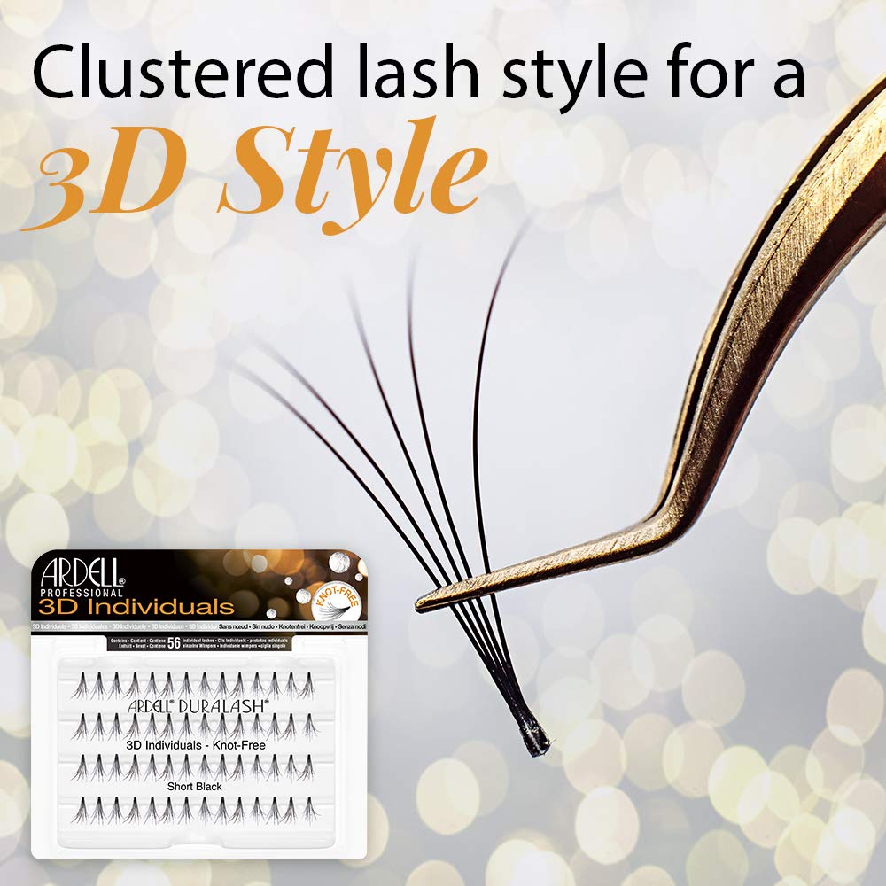 Ardell Individual Lashes Trios Long Black - Lightweight, DIY Lash Clusters, Easy to Apply Eyelash Extensions, 4 Pack