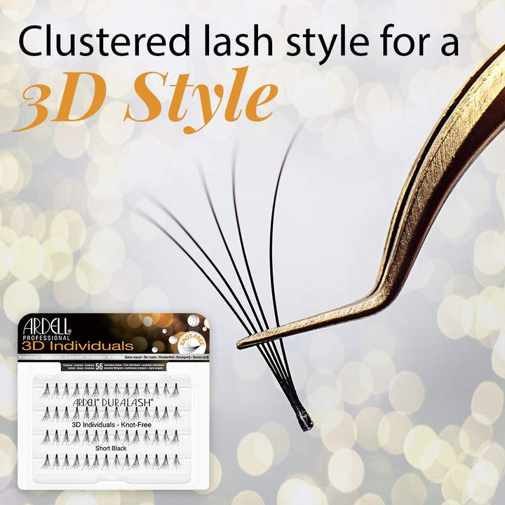 Ardell Individual Lashes Trios Long Black - Lightweight, DIY Lash Clusters, Easy to Apply Eyelash Extensions, 4 Pack