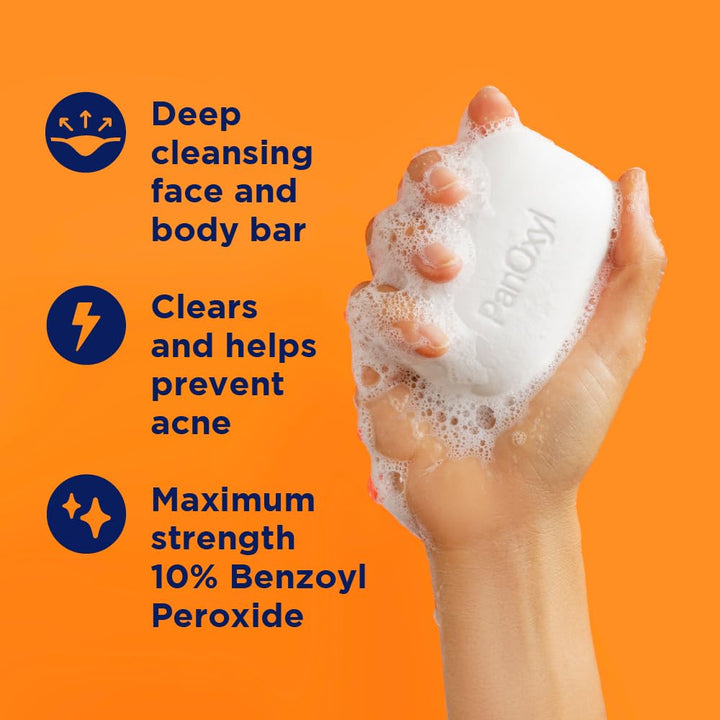 PanOxyl Acne Treatment Bar | 10% Benzoyl Peroxide | Vegan Soap for Acne-Prone Skin | 4 oz