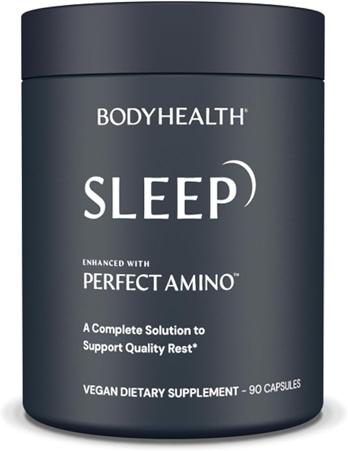 BodyHealth Sleep, Sleep Aid and Supplement for Adults with 3 mg Melatonin, Non-Habit Forming Pills Enhanced with PerfectAmino - 90 Capsules