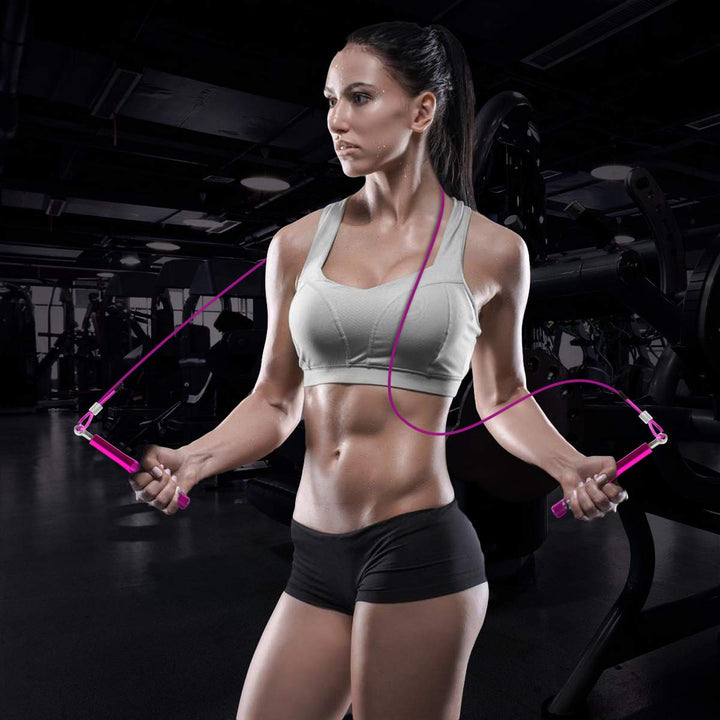 Jump Rope, Wastou Speed Jumping Rope for Training Fitness Exercise, Adjustable Adults Workout Skipping Rope for Men, Women, Kids, Girls (Pink)