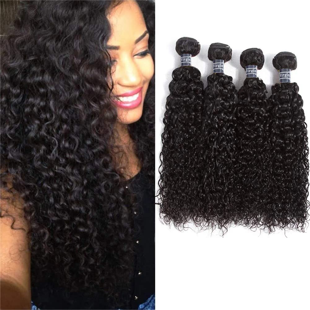 Amella Hair 8A Brazilian Virgin Curly Weave Human Hair Bundles 10 12 14 16Inch 400G Brazilian Remy Virgin Kinky Curly Hair 4 Bun