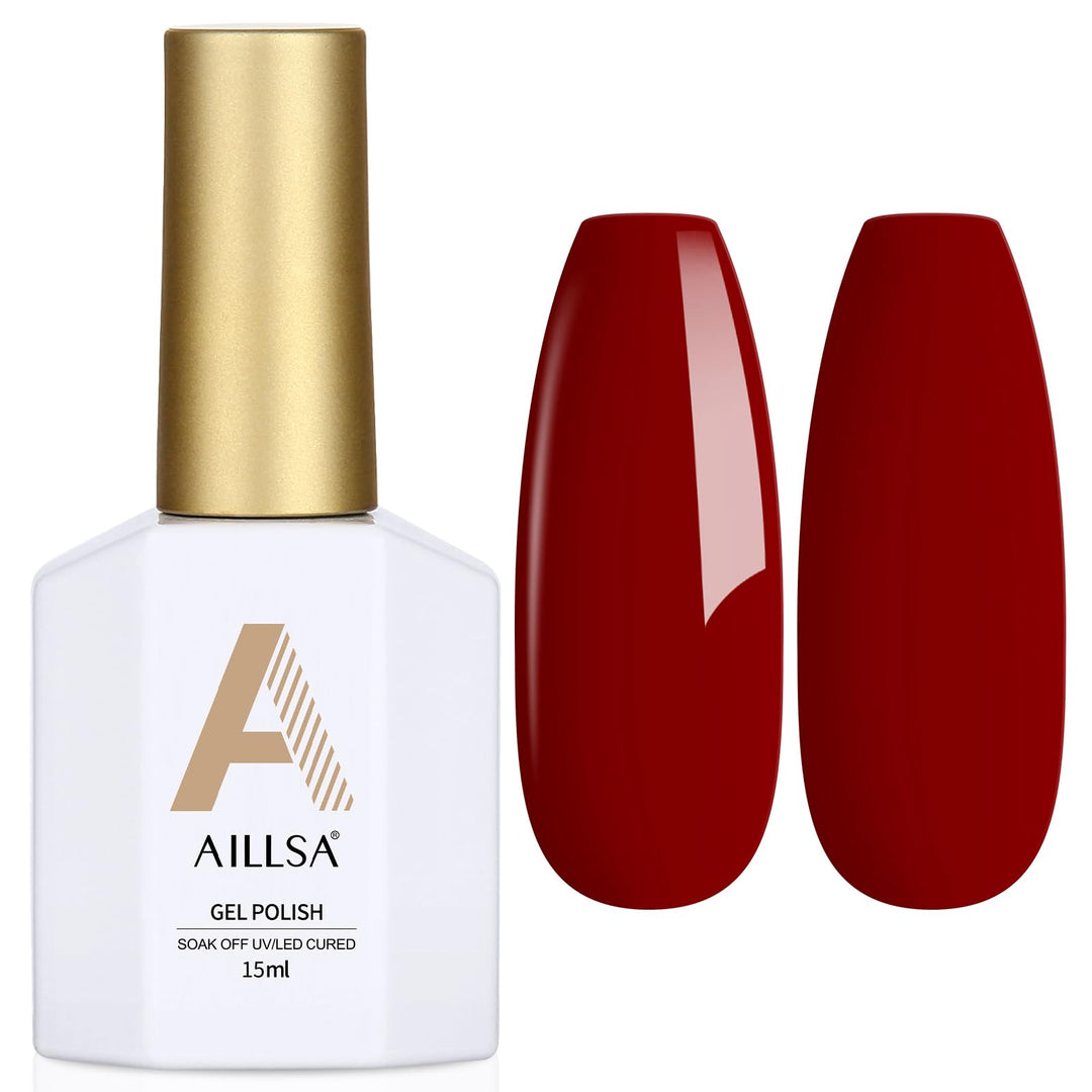 AILLSA Red Gel Nail Polish Dark Cherry Burgundy Gel Polish Winter Blood Color Gel Polish Garnet Carmine Opaque Nails Soak Off U V Gel Polish Manicure Salon at Home Christmas Gifts 0.51 Fl Oz/GF03