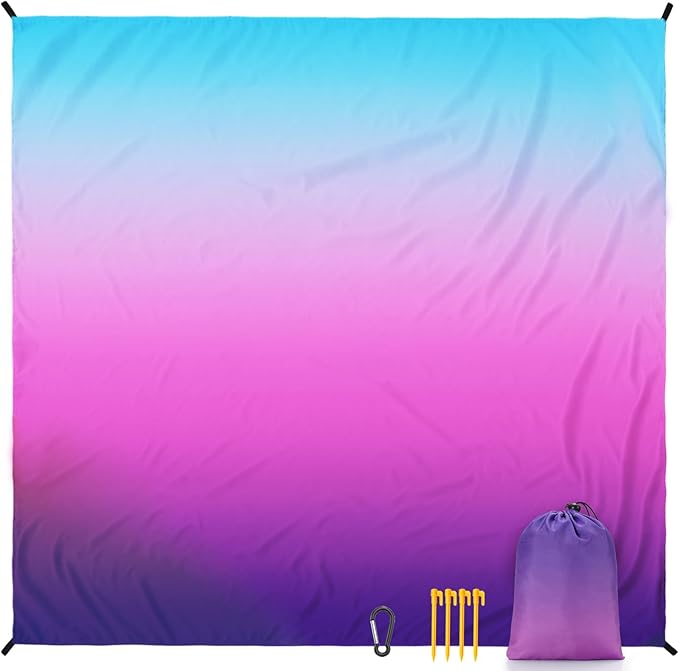 Beach Blanket Waterproof Sandproof Beach Mat 79" X 83" /10'x9'for 2-8 Adults Quick Drying Outdoor Picnic Mat Beach Accessories for Travel, Camping, Hiking