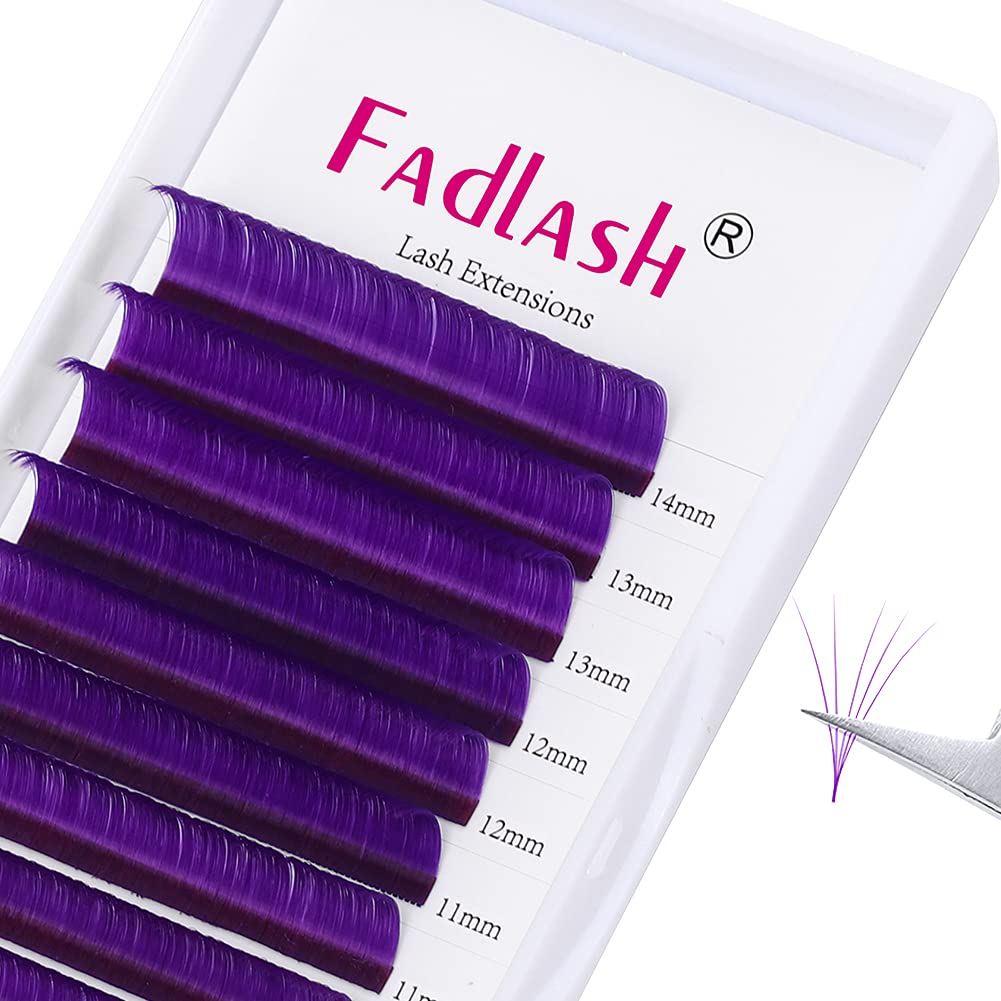 Easy Fan Volume Lashes D Curl Mixed Tray Purple Volume Eyelash Extensions 8-14Mm Rapid Blooming Lash Extension Supplies By Fadla