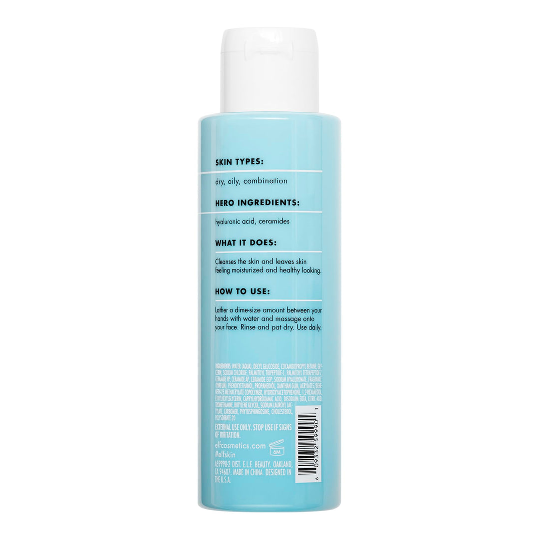e.l.f. SKIN Holy Hydration! Daily Cleanser, Face Cleanser For Washing Away Excess Oil, Impurities & Makeup, Made With Hyaluronic Acid, Vegan & Cruelty-Free