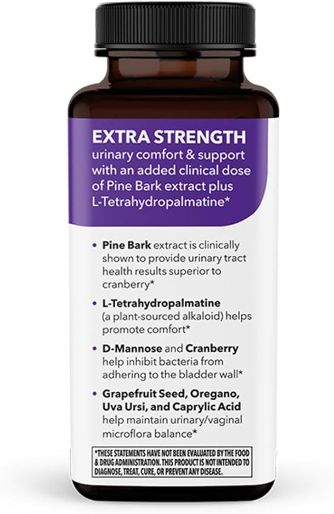 Urinari-X Extra Strength with Enhanced Comfort - Urinary Tract Support - Fast UTI Relief - Vitamin Supplement for Bladder Function - D-Mannose, Cranberry, Pinebark, Uva Ursi & Grapefruit - 90 Capsules