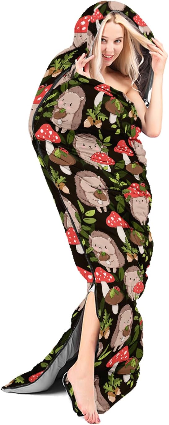 AILONEN Kids Floral Cat Camping Sleeping Bags,Lightweight & Waterproof,3 Season Warm & Cool Weather,Kawaii Kitten Sleeping Bags for Girls Adults,Travelling,Outdoors