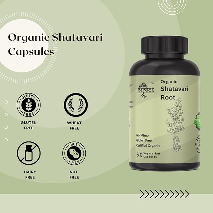 Organic Shatavari Root 500mg (Asparagus racemosus) Menstrual Cramp Relief, Menopause Support, and Women's Health | 120 Capsules | Hormonal Balance Support