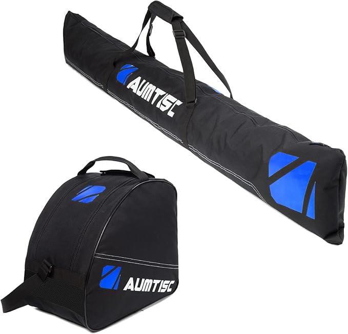 AUMTISC Ski Bag and Boot Bag Combo, Padded Ski Bags for Air Travel Flying, Adjustable Length for Skis Up to 200 cm and Boots Up to Size 13